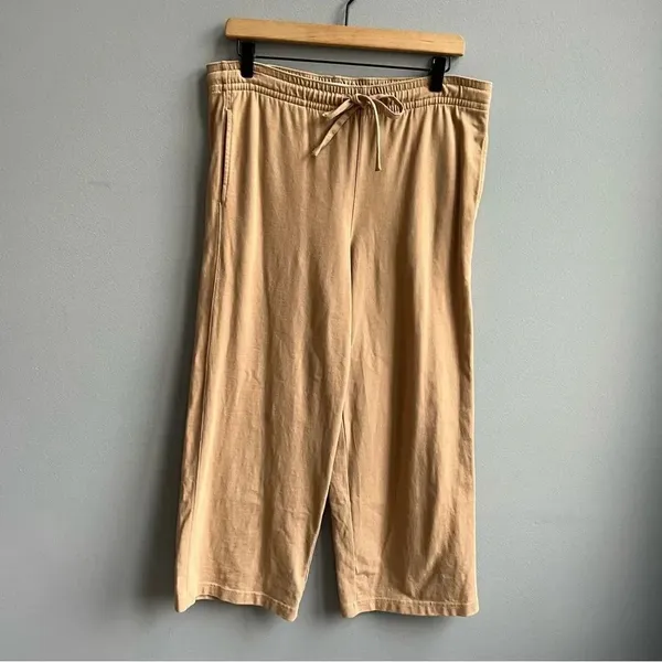 VINCE Cropped Wide Leg Pant in Dune Size XS Tan Tie Waist Drawstring Casual Pant - Image 4