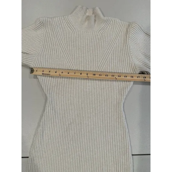 H&M Sweater Dress Small Beige Minimalist Capsule Stretch Wool Coastal Cottage - Image 6
