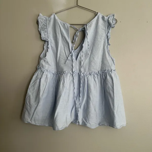 Zara trf Collection Cotton Babydoll Flutter Sleeve Top - Image 4