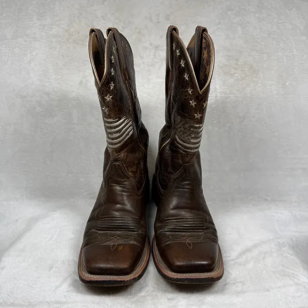 Ariat Circuit Patriot Weathered Tan Leather Square Toe‎ Boots 7B Heritage - Image 2