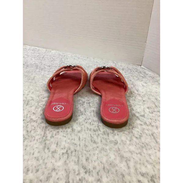 Sam and Libby Reyes‎ Coral Pink Slide Sandals Silver Buckle Flat Shoes Womens 9 - Image 5