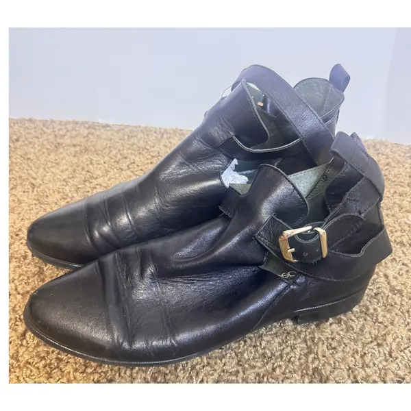 Andre Assous Black Leather Cutout Ankle Booties Buckle Strap Made in Spain Sz 40 - Image 3