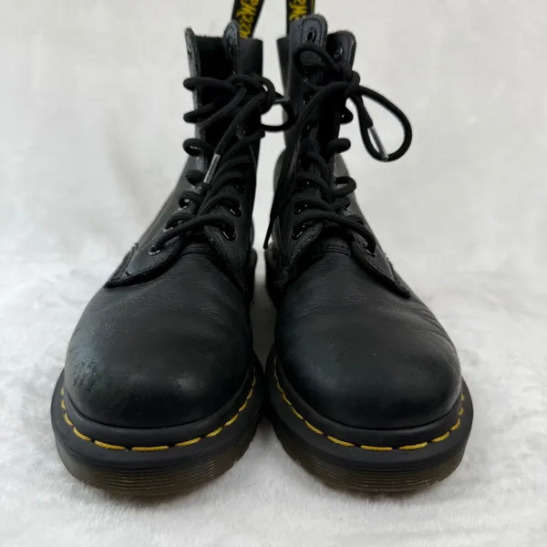Dr. Martens 1460 Pascal Black Virginia Leather Lace Up Combat‎ Boots Womens 7 - Image 4