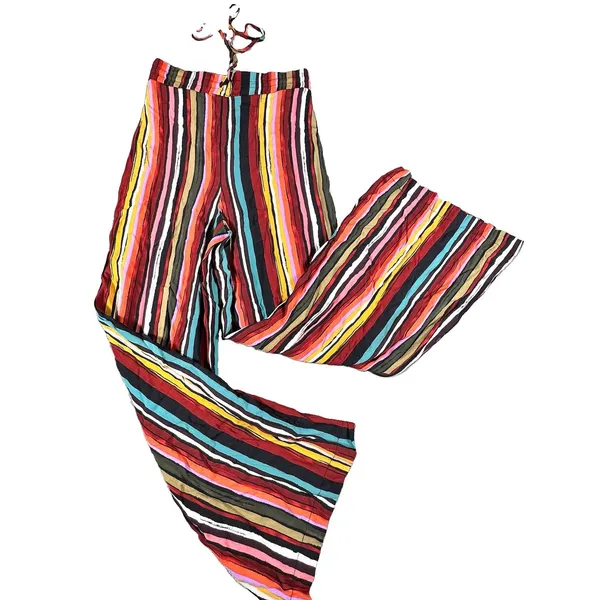 Free People Striped Wide Leg Palazzo Pants Women S Boho Festival Colorful Hippie - Image 2
