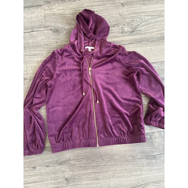 Cable & Gauge Studio Purple Velour Tracksuit Set Zip Hoodie Joggers Womens Med - Image 2