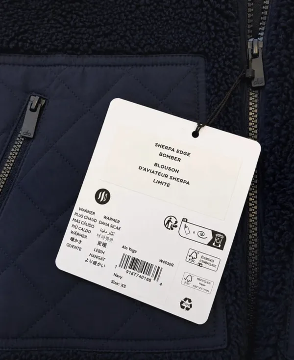 Alo Yoga Sherpa Edge Bomber Navy XS NWT - Image 2