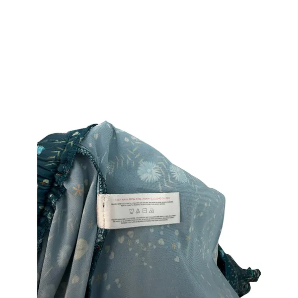 Bed To Brunch Botanical Pajama Lounge Pants Teal Satin Feel Drawstring Small‎ - Image 14