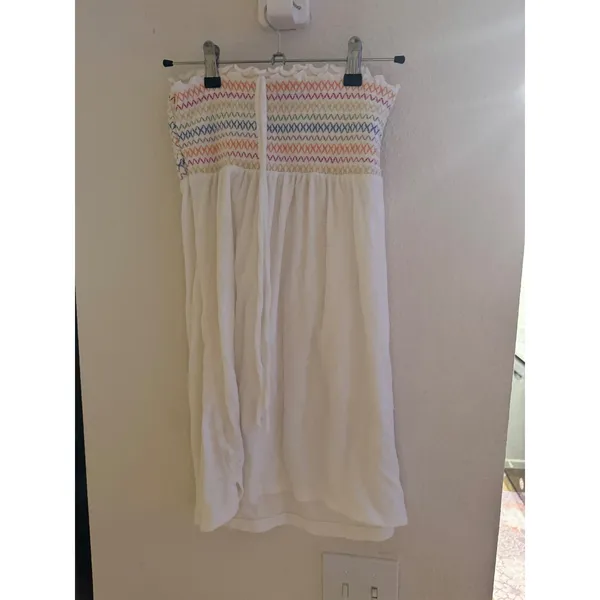 Wild Fable White Smocked Rainbow Embroidered Strapless Mini Dress XS - Image 2