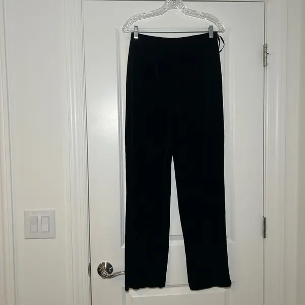 Studio JPR Womens Black Velvet Straight Leg Trousers Size M Dress Pants - Image 4