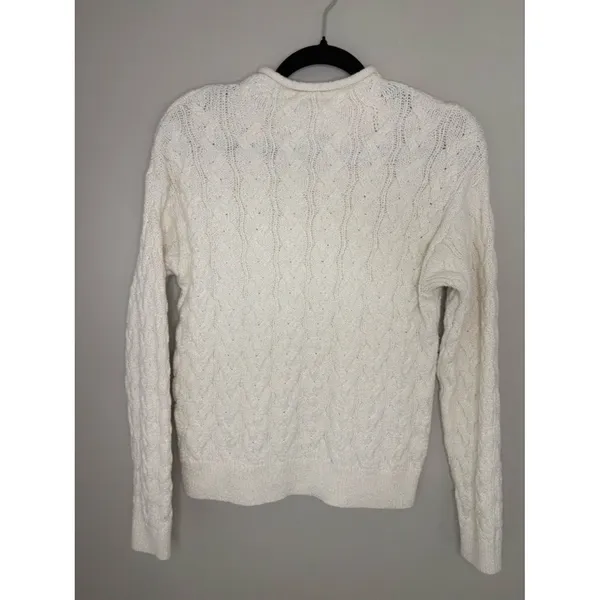 J.Crew Cream Cable Knit Sweater Size Small Cozy Classic Pullover - Image 5