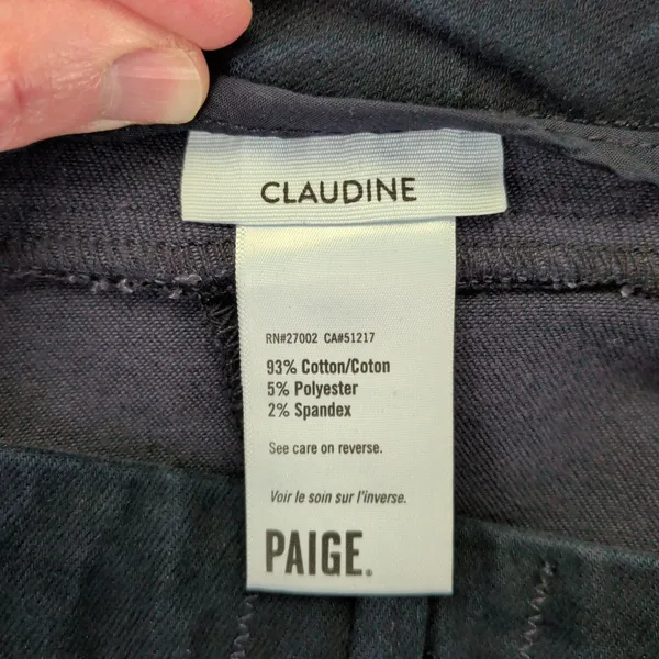 Paige Claudine Thin Denali‎ Flare Jeans Dark Indigo Seamed Trousers Women's 32 - Image 4