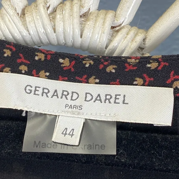 Gérard Darel Paris Black Floral Print Dress 44 Smocked Neckline‎ French Viscose - Image 4