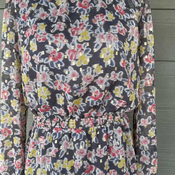 Loft Floral Shimmer Long Sleeve Dress - Image 5