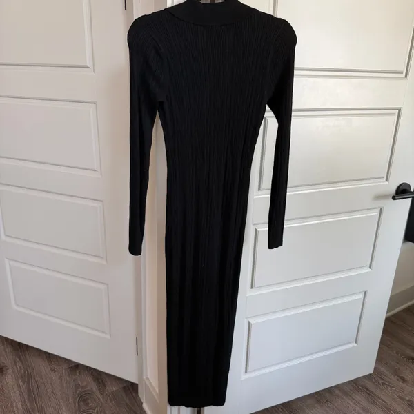 Open Edit Ribbed Button-Down Midi Dress - Image 5