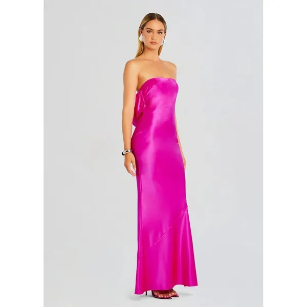 Retrofête Keaton Silk Maxi Dress Neon Pink Size‎ L NWT - Image 6