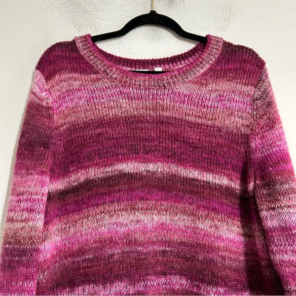 Gap Forever Cozy Soft Knit Crewneck Tunic Sweater Spacedye Pink Large - Image 4