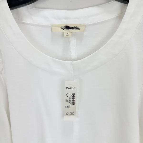 J.Crew Madewell Puff Sleeve Tee Shirt Cotton Top Relaxed Minimalist Eyelet White S NWT - Image 7