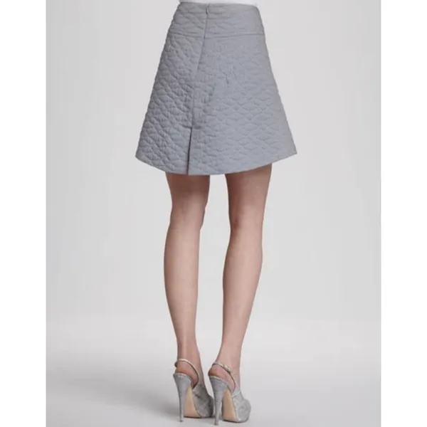 Thyskens Theory Seedo Quilted Skirt A-line Ice Gray Blue‎ Preppy Minimal Women 6 - Image 12