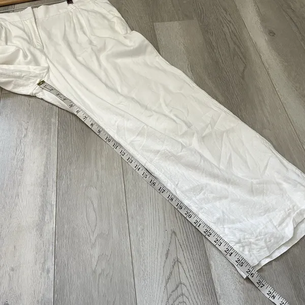 Abercrombie & Fitch Pants linen straight leg dress womens White size 12 petite - Image 3
