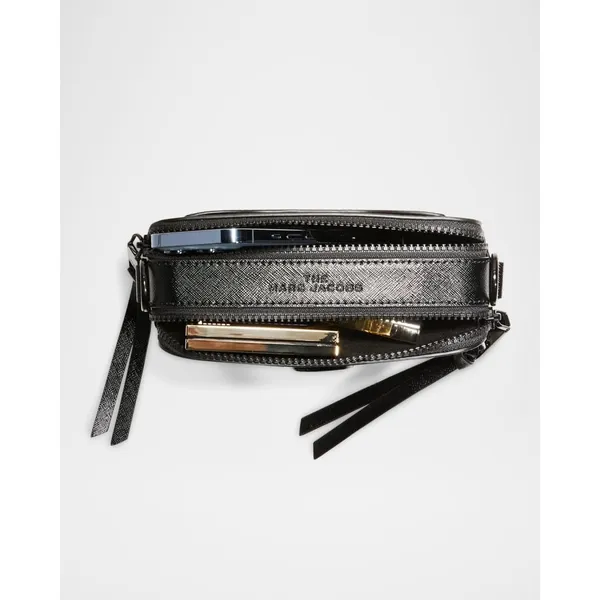MARC JACOBS Black Leather Poly Coating The Snapshot DTM Corssbody Handbag - Image 6