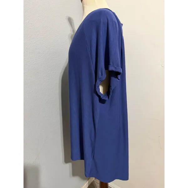 Ava & Viv Womens 3X T-Shirt Cobalt Blue V-Neck Slub Knit High-Low Cuffed Comfort - Image 10