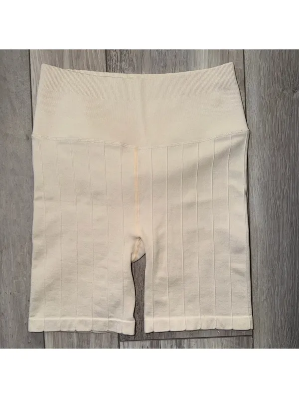 Spiritual Gangster Neutral Amara Wide Rib Heather Seamless Biker Short xs/s - Image 3