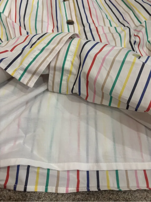 J Crew Factory Rainbow Stripe Button Front Poplin Midi Skirt Multicolored Size S - Image 8
