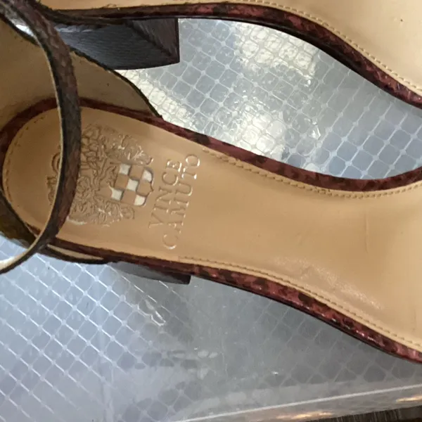 Vince Camuto Beah Block Heel Ankle Strap Sandals in Red Snakeskin - Image 2