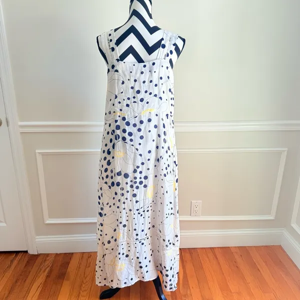 SEE‎ BY CHLOÉ Polka Dot Print Long Maxi Dress White Sleeveless Pockets size 10 - Image 2