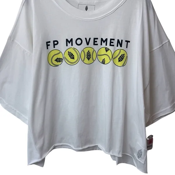 NEW Free People Movement‎ Inspire Logo Court Tee Athletic Tennis Comfort White L - Image 4