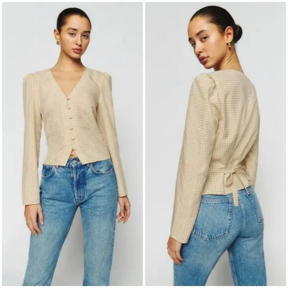 💕REFORMATION💕 Callie Top - Yellow Plaid ~ 4 NWOT - Image 2