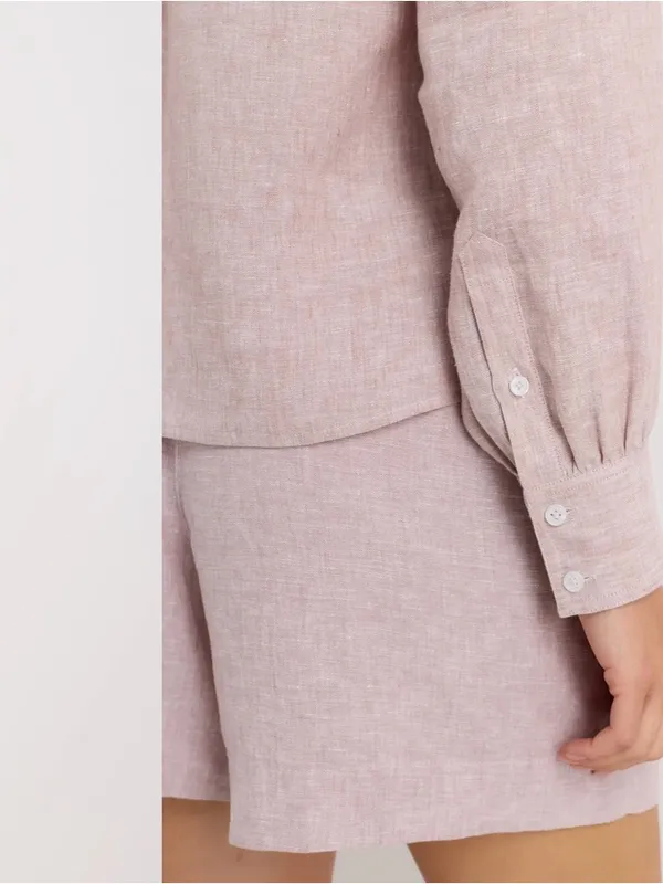 Quince European Linen Peasant Top pink chambray sz XL Cottagecore - Image 3