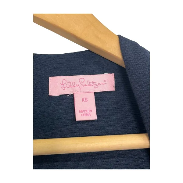 Lilly Pulitzer Charlena Dress Womens XS Blue Textured Shift Preppy Career Office - Image 3