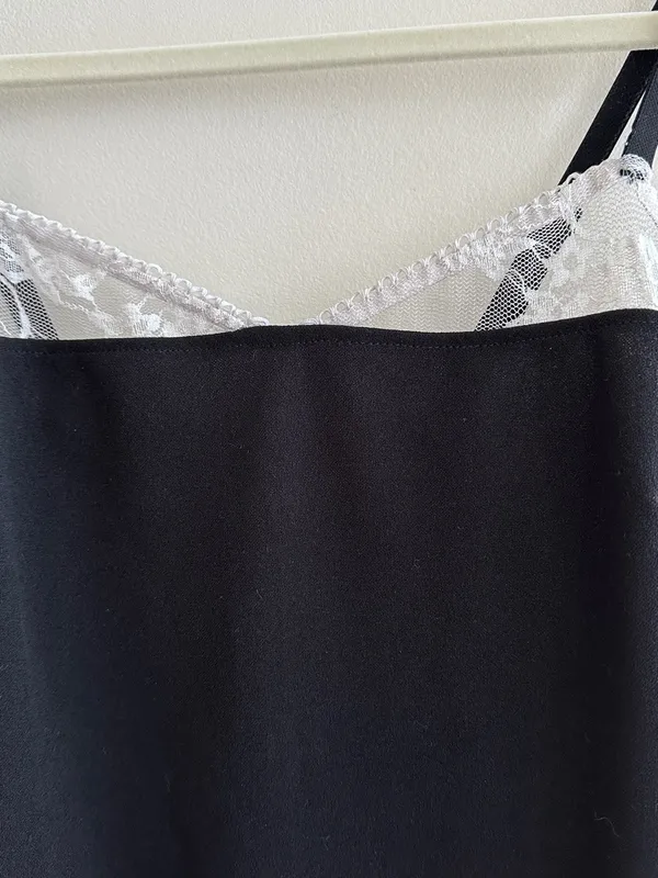 Madden Girl Black and White Bodycon Lace Trim Mini Dress, Size Medium - Image 13