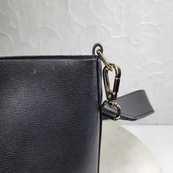 Leatherology Leather Crossbody Shoulder Purse Bag Black Gold Hardware Strap - Image 12