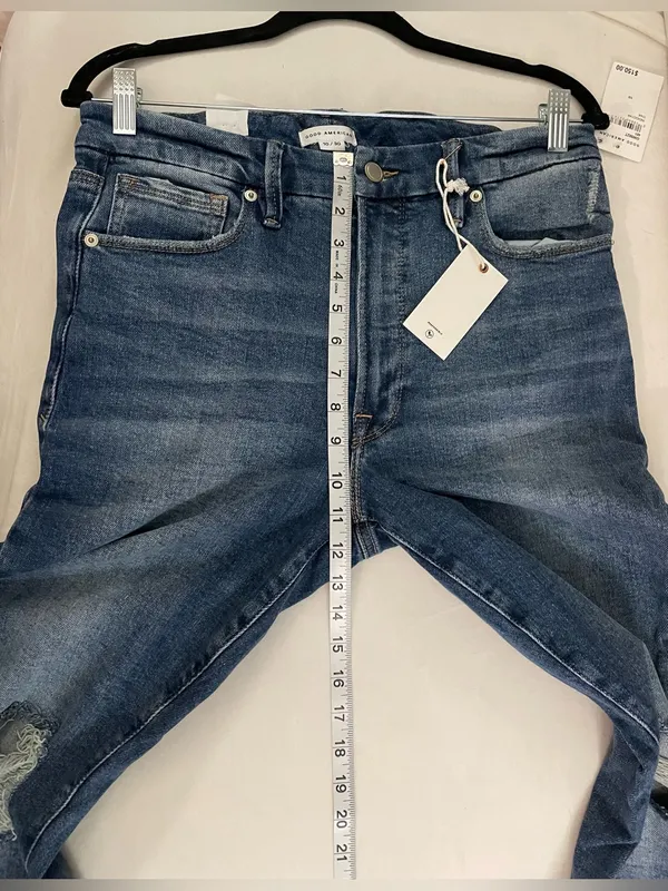 Good American Good Waist NWT High Rise Distressed Skinny Jeans Blue Size 10 - Image 5