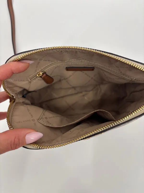 Michael Kors Vanilla and Cedar Signature Stripe Crossbody - Image 6