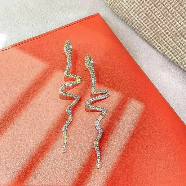 Gold Snake Stud Earrings for Women - Image 2