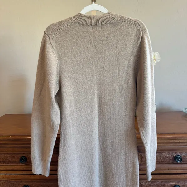 H&M Knitted Sweater Bodycon Dress Beige Long Sleeve S - Image 5