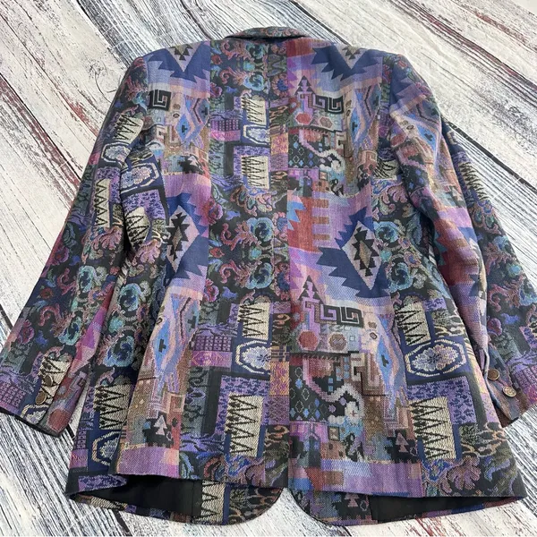 Vintage “Attitude” Women's Multicolor Southwest Patterned Blazer - Image 4
