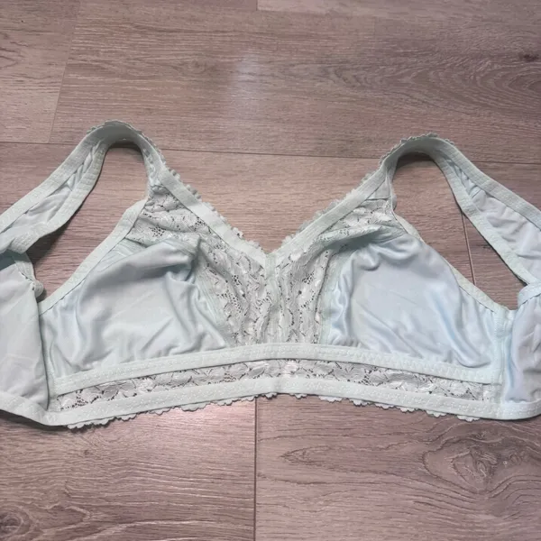 Breezies Womens Light Blue Lace Trim Wireless Bralette XL UltimAir‎ Lining - Image 3