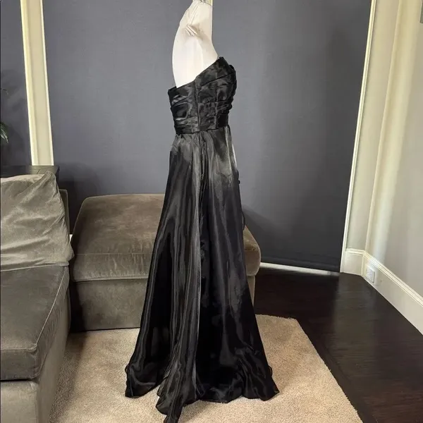 Women’s Black Strapless Full Length Prom Formal Dress Zip Back Size 10 NEW - Image 4