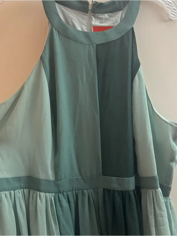 Modcloth green sleeveless High-Low color block Chiffon maxi Dress NWOT size 2X - Image 2