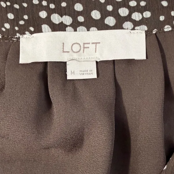 Loft Brown White‎ Polka Dot Flutter Sleeve V-Neck Blouse Top 761461 Womens Med - Image 4