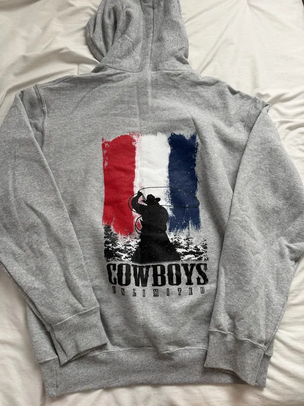 Rodeo Cowboy Hoodie Gray Size M - Image 2