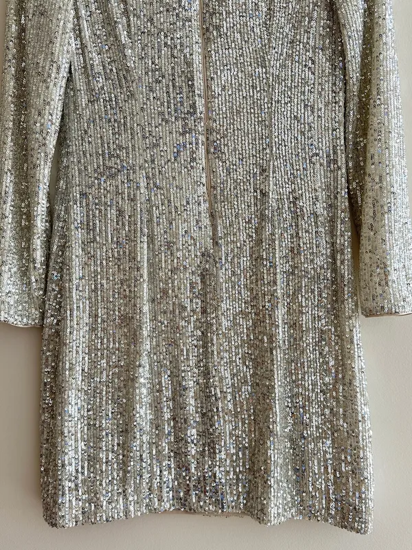 Eliza J Silver Long Sleeve Sequin Mini Dress, Party Cocktail Holiday, Size 4 - Image 16