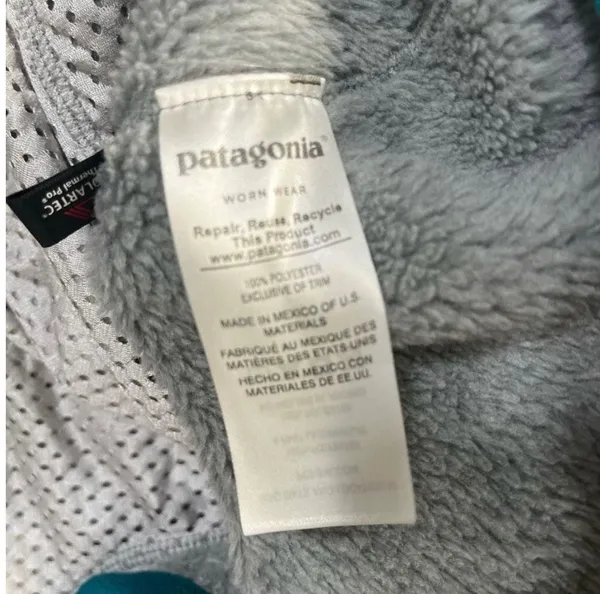 Patagonia Women’s M Better Sweater Fleece Pullover Gray Teal Trim Snap-T Jacket - Image 4