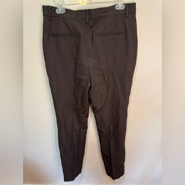 Ganni Womens Plaid Suiting Trousers Pants in Chocolate Brown Size 40 US‎ 8/10 - Image 2