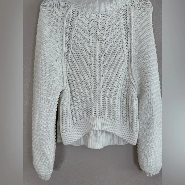 Free People Sweetheart Oversized Chunky Mock Neck Knit Sweater White Small $89 - Image 14