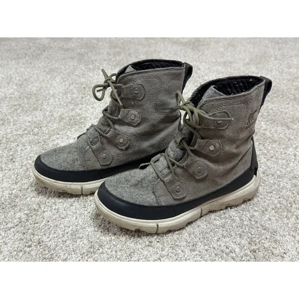 Sorel Explorer II Joan Waterproof Winter Boots Gray Suede Leather Size 8 - Image 2
